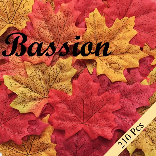 Bassion 210 Pcs Assorted Mixed Fall Colored Artificial Maple Leaves for Weddings, Events and Decorating - Click Image to Close