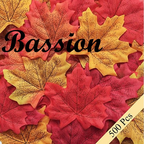 Bassion 500 Pcs Assorted Mixed Fall Colored Artificial Maple Leaves for Weddings, Events and Decorating - Click Image to Close