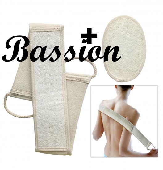 Bassion Clearance Sale - Bassion Exfoliating Loofah Strap Belt, Loofah Back and Body Scrubber for Shower, 100% Natural High Quality Loofah - Satisfaction Guarantee - Click Image to Close