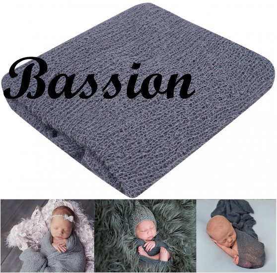 Newborn Photography Props Newborn Baby Stretch Long Ripple Wrap Yarn Cloth Blanket by Bassion,Dark Gray,One Size - Click Image to Close