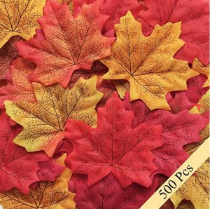 Bassion 500 Pcs Assorted Mixed Fall Colored Artificial Maple Leaves for Weddings, Events and Decorating