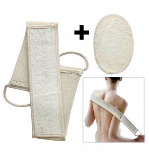 Bassion Clearance Sale - Bassion Exfoliating Loofah Strap Belt, Loofah Back and Body Scrubber for Shower, 100% Natural High Quality Loofah - Satisfaction Guarantee